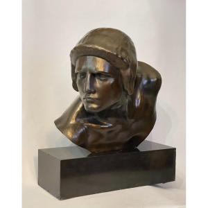 Bronze cire perdue, Art Deco. Buste de Gladiateur (Achille), Constant Roux. 