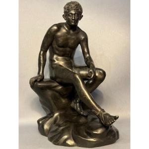 Bronze Sculpture ''hermes Seated'' Or ''mercury At Rest'' (grand Tour)