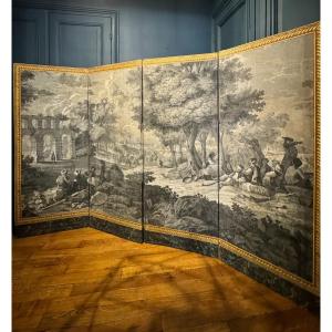 Empire Screen Joseph Dufour Wallpaper - Grisaille Panoramic Trompe l'Oeil.