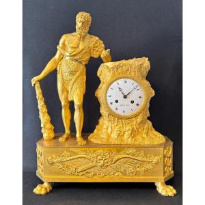 Hercules Gilded Bronze Empire Clock By Claude Galle (heracles) H50