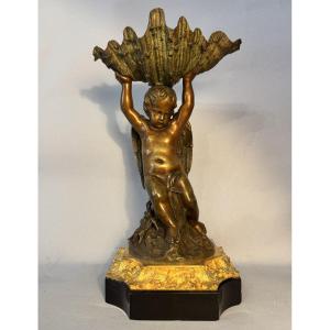 Sculpture en bronze - Ange à la coquille – XIXème siècle