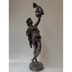Sculpture en bronze "Faune au chevreau" signée GUMERY Rome