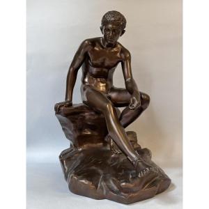 Sculpture en bronze ''Hermès assis'' ou ''Mercure au repos'' Barbedienne