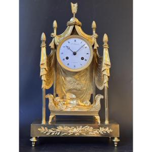 Empire Clock "sleeping Cupid" Gilt Bronze