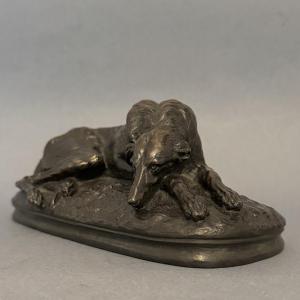 Bronze "lying Greyhound" - Paul Gayrard - Susse Frères Lost Wax