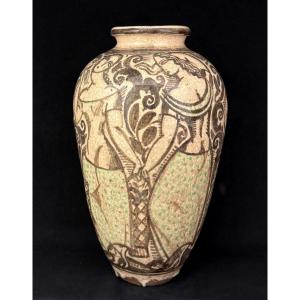 Important vase balustre signé René Buthaud - ArtDeco