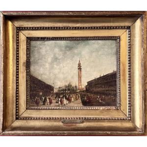 Carnaval de Venise - Huile sur cuivre - Place Saint Marc