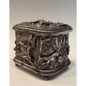 Léopold Oudry Editeur, Silver-plated Jewelry Box With Animal Motifs, 19th Century