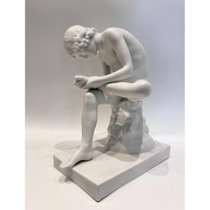 The Thorn-puller, Or Spinario, Biscuit Porcelain, H 26 Cm