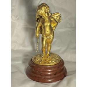 Angelot vendangeur - Louis Kley - sculpture Bronze doré - E. Soleau