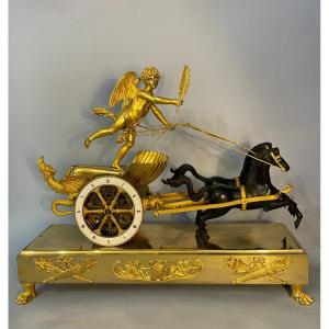 The Chariot Of Love - Empire Bronze Clock - Jean Simon Deverberie