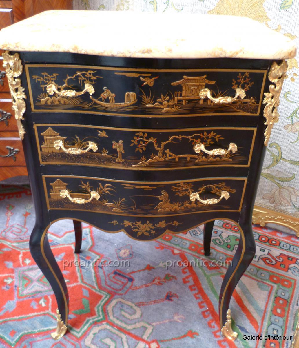 Rare Petite Commode Estampillée Delaunay XVIII°-photo-3