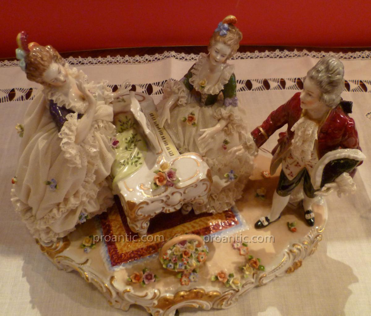 Groupe De Porcelaine Polychrome Allemande XIX°-photo-2