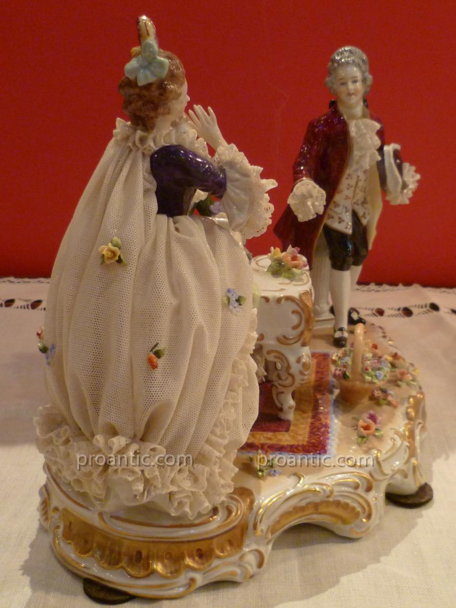 Groupe De Porcelaine Polychrome Allemande XIX°-photo-5