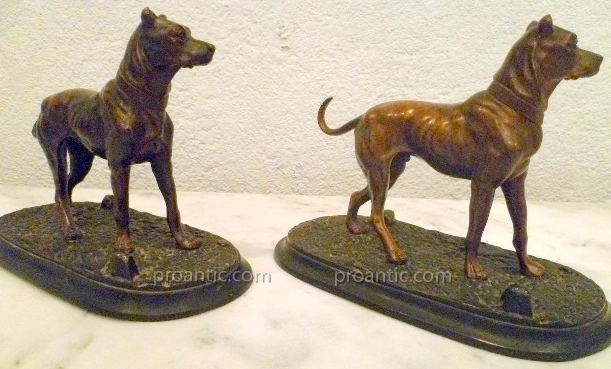 Pair Brozes Guard Dogs From Nineteenth-photo-1