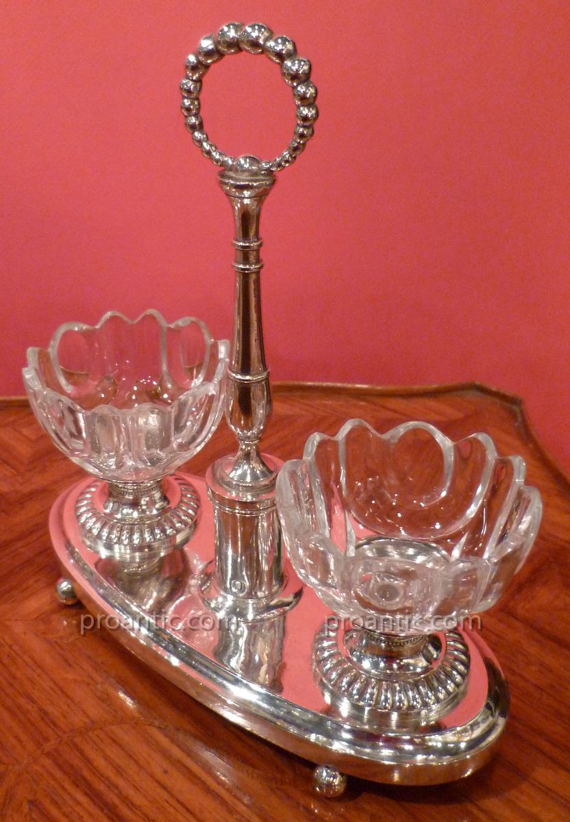 Pair Of Salt And Crystal Silver Nineteenth-photo-3