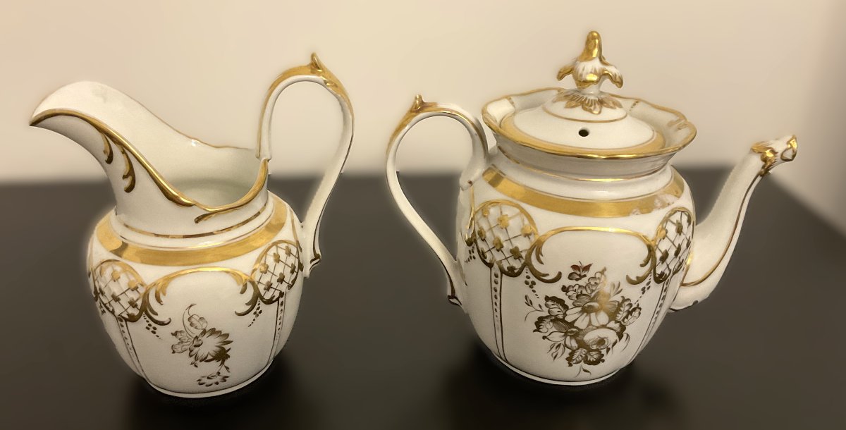 Théière et Pot à Lait Porcelaine de Paris XIX°-photo-4
