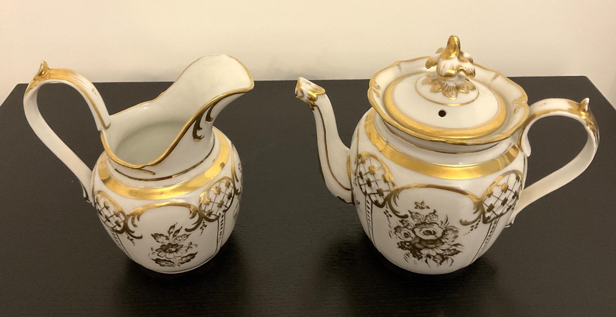 Théière et Pot à Lait Porcelaine de Paris XIX°-photo-2