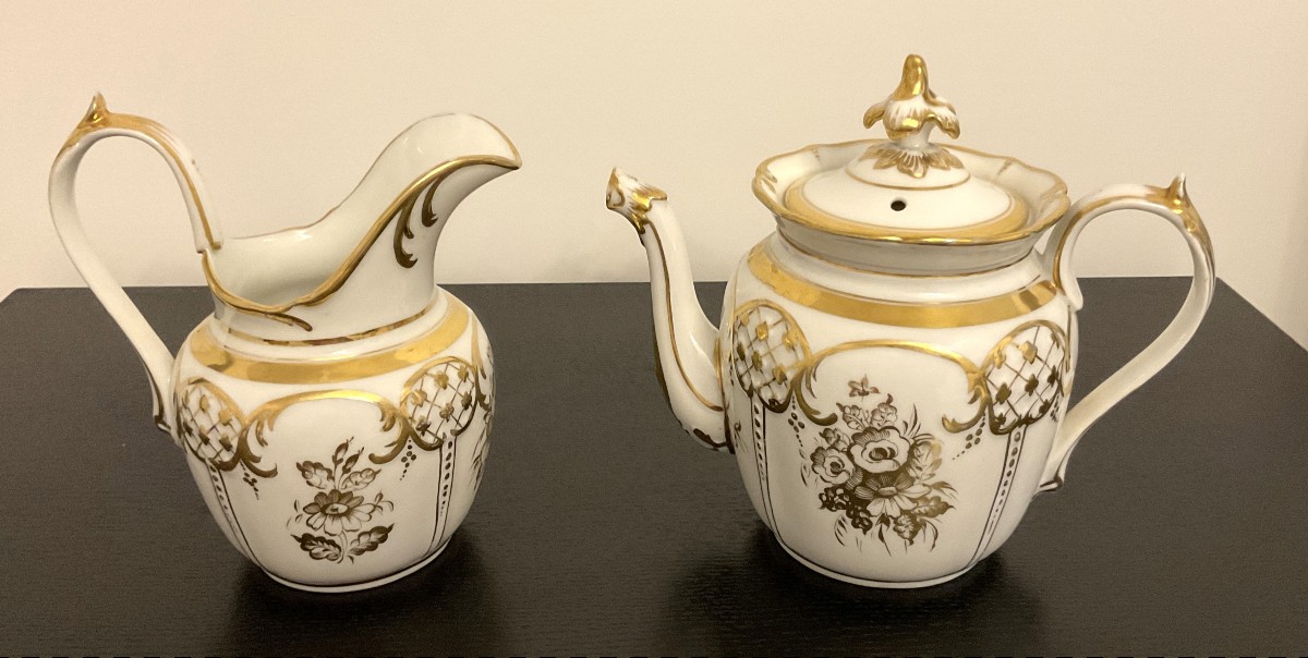 Théière et Pot à Lait Porcelaine de Paris XIX°