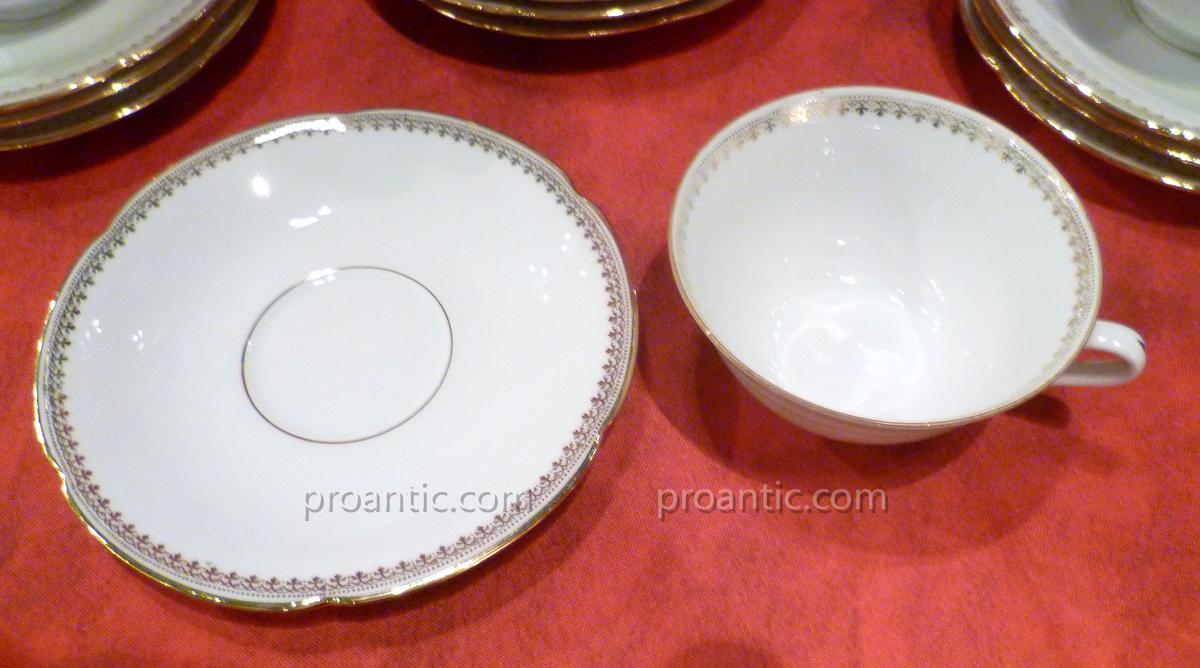 Service à Café En Porcelaine Décor Doré-photo-2