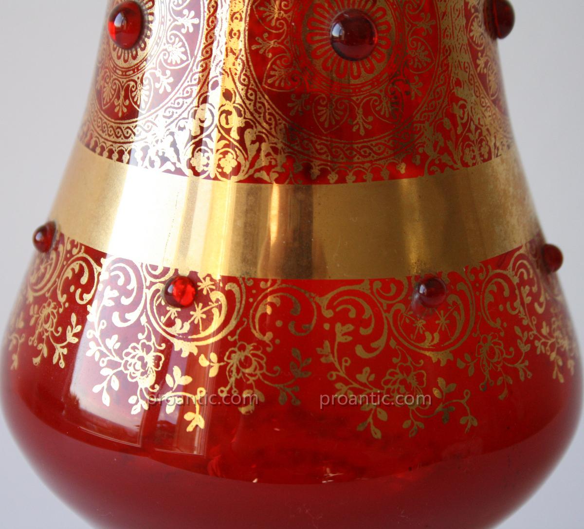 Vase En Verre De Venise Rouge Et Or-photo-2