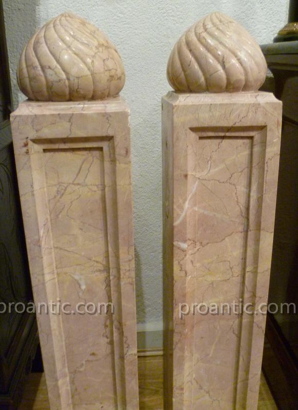 Paire De Colonnes En Marbre Rose-photo-3