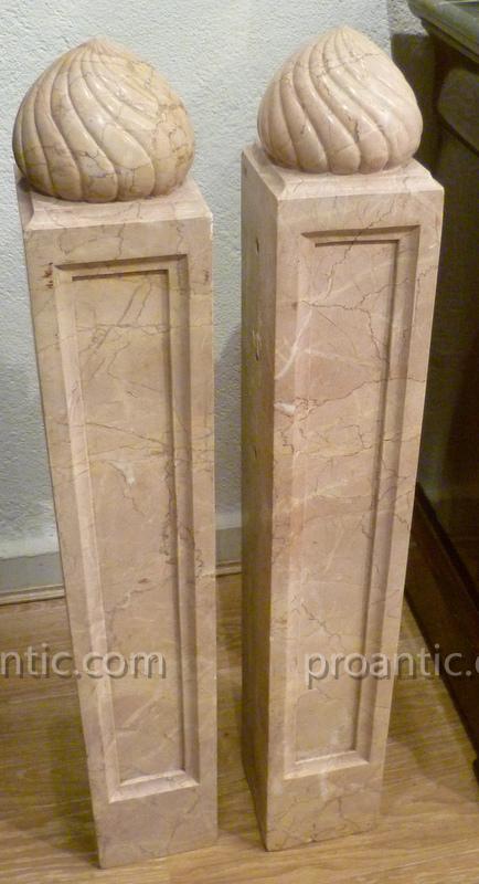 Paire De Colonnes En Marbre Rose-photo-2