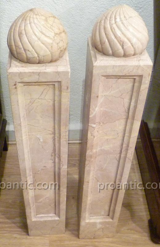 Paire De Colonnes En Marbre Rose-photo-3