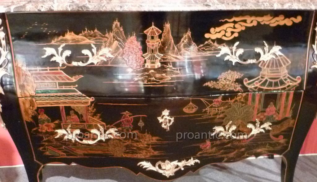 Commode Of Louis XV Style Wood Lacquered XIX °-photo-2