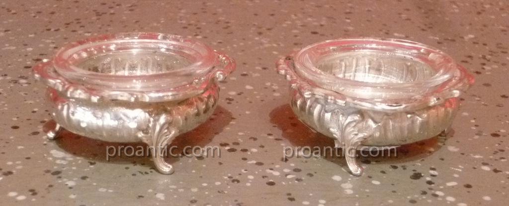 Paire De Salerons En Argent Et Cristal XIX°-photo-3