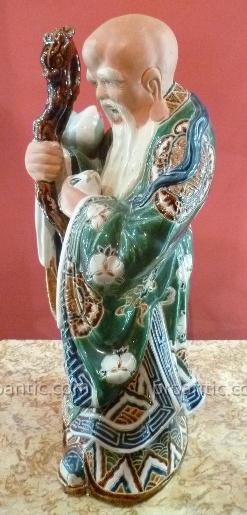 Great Chinese Sage Statue In Ceramic XIX °-photo-2