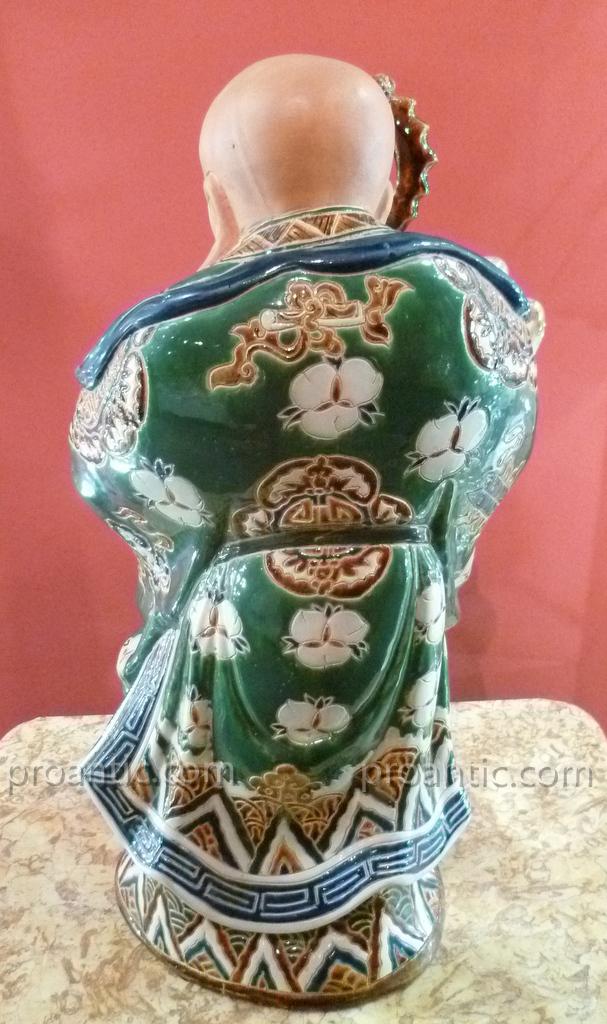 Grande Statue Sage Chinois En Céramique XIX°-photo-3