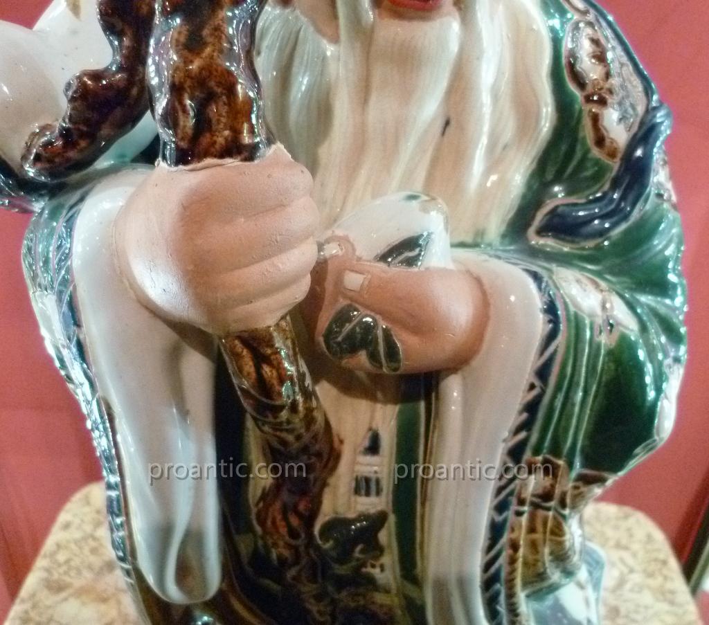 Great Chinese Sage Statue In Ceramic XIX °-photo-3