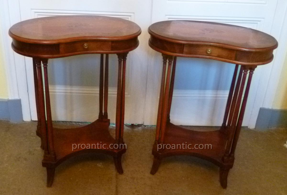 Pair Of Table Kidney Louis XVI Style-photo-3