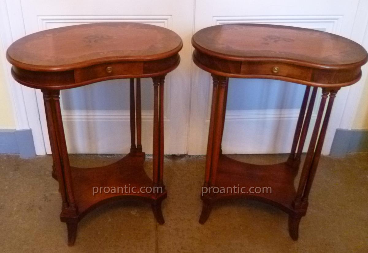 Pair Of Table Kidney Louis XVI Style-photo-4