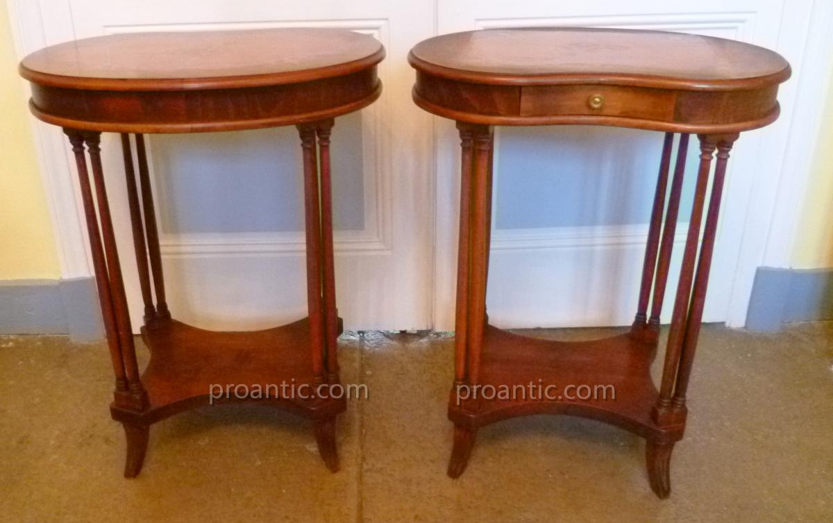 Pair Of Table Kidney Louis XVI Style-photo-6