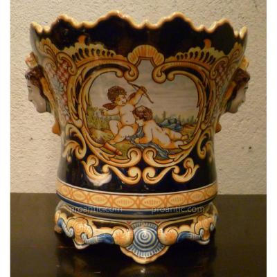 Planter Nevers Earthenware XIX Signed Montagnon