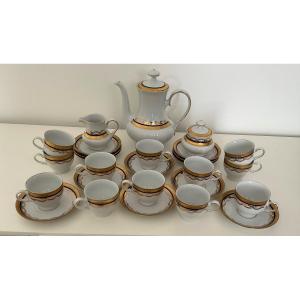 Porcelain Table And Coffee Service With Gold And Blue Decor