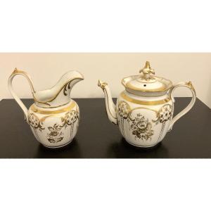 Théière et Pot à Lait Porcelaine de Paris XIX°