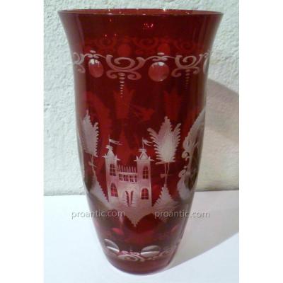 Bohemian Crystal Vase Red