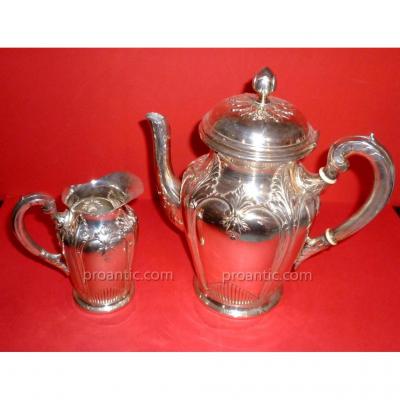 Poureuse And Milk Pot In Silver XIX