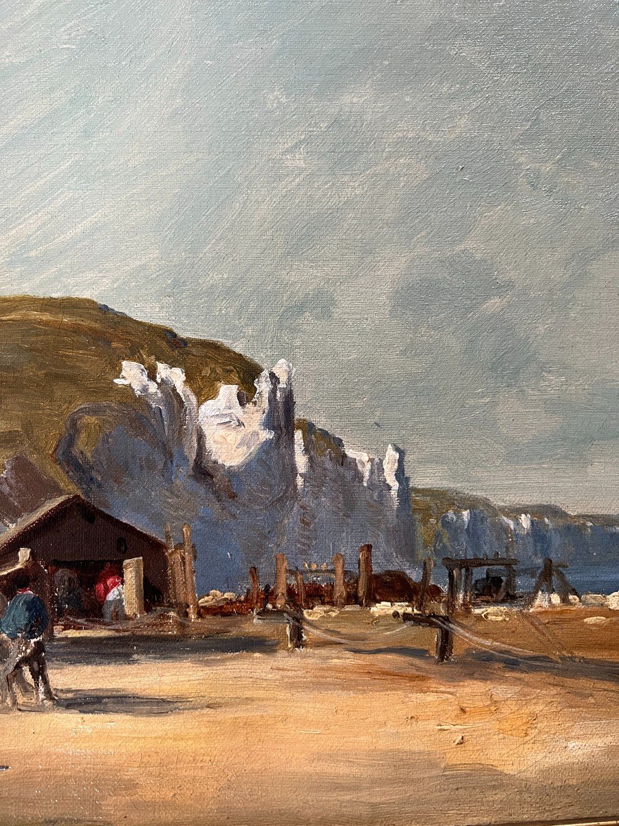 French Impressionist School - Fishing Village, Normandy, Circa 1880. Monogrammed Ag-photo-3