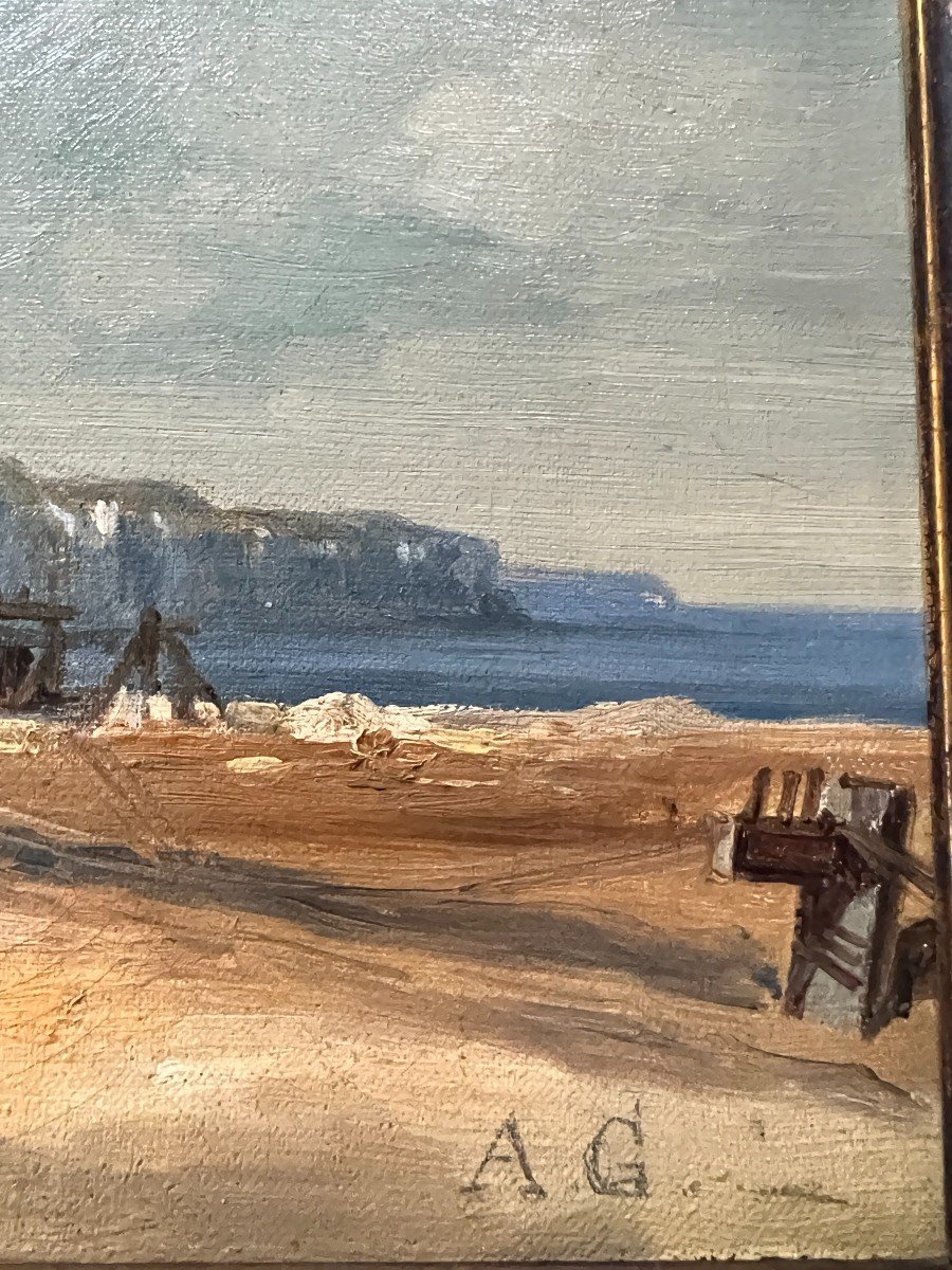 French Impressionist School - Fishing Village, Normandy, Circa 1880. Monogrammed Ag-photo-4
