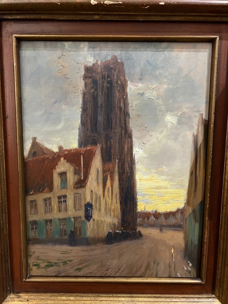Ecole Française Vers 1900 - Belgique, La Cathédrale Des Malines - Béguinage-photo-4