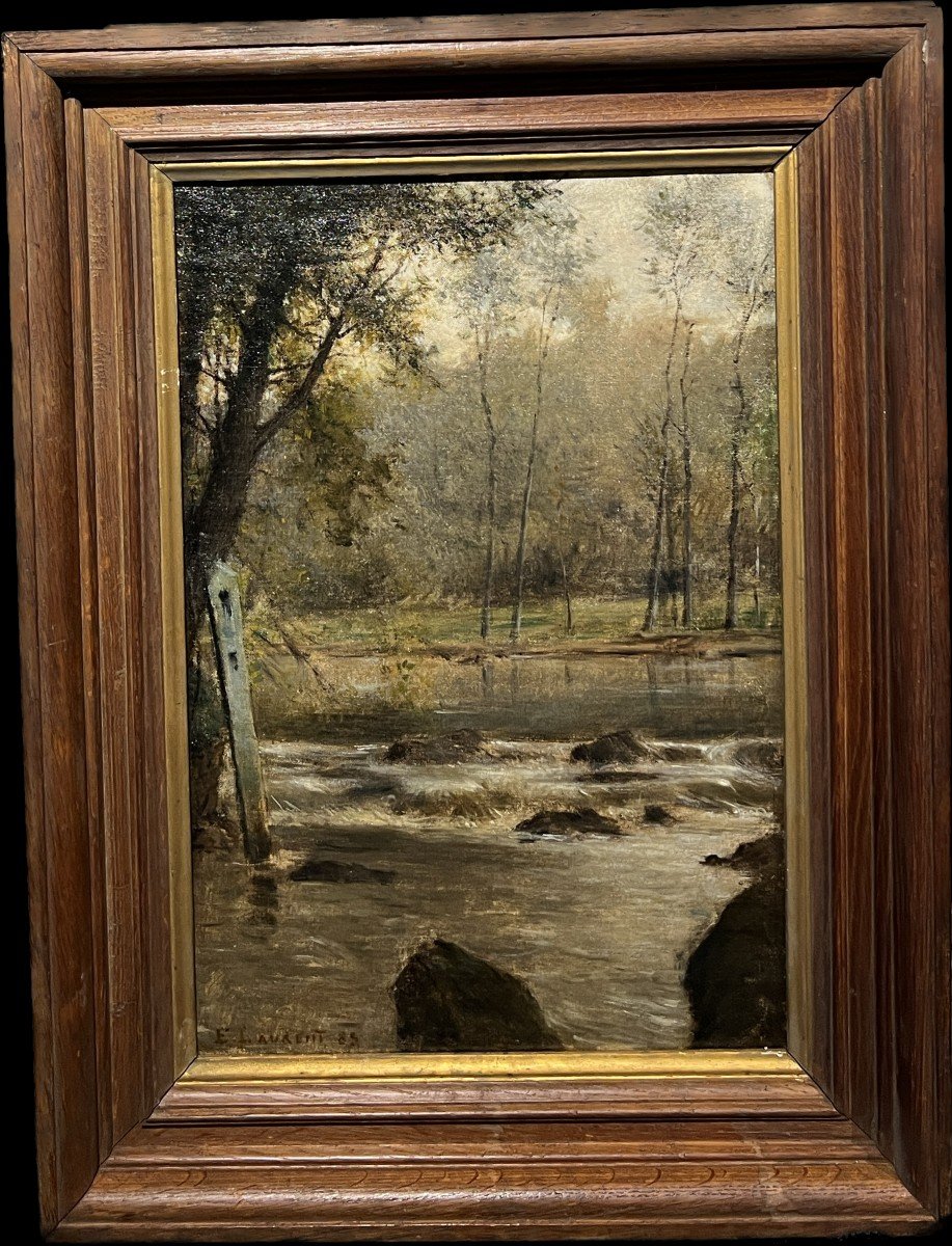 Ernest Joseph Laurent (1859-1929) - Paysage Impressionniste à La Rivière Et Au Poteau, 1885-photo-2