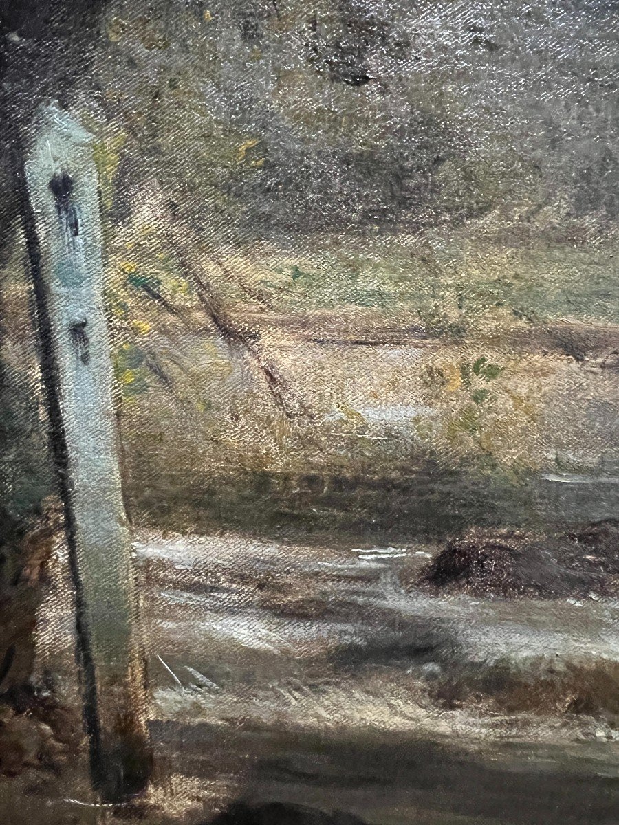 Ernest Joseph Laurent (1859-1929) - Paysage Impressionniste à La Rivière Et Au Poteau, 1885-photo-6