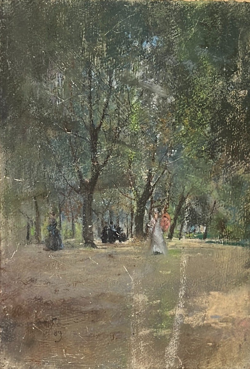 Giuseppe Casciaro (1863-1941) - Elegante Au Jardin, 1889-photo-2