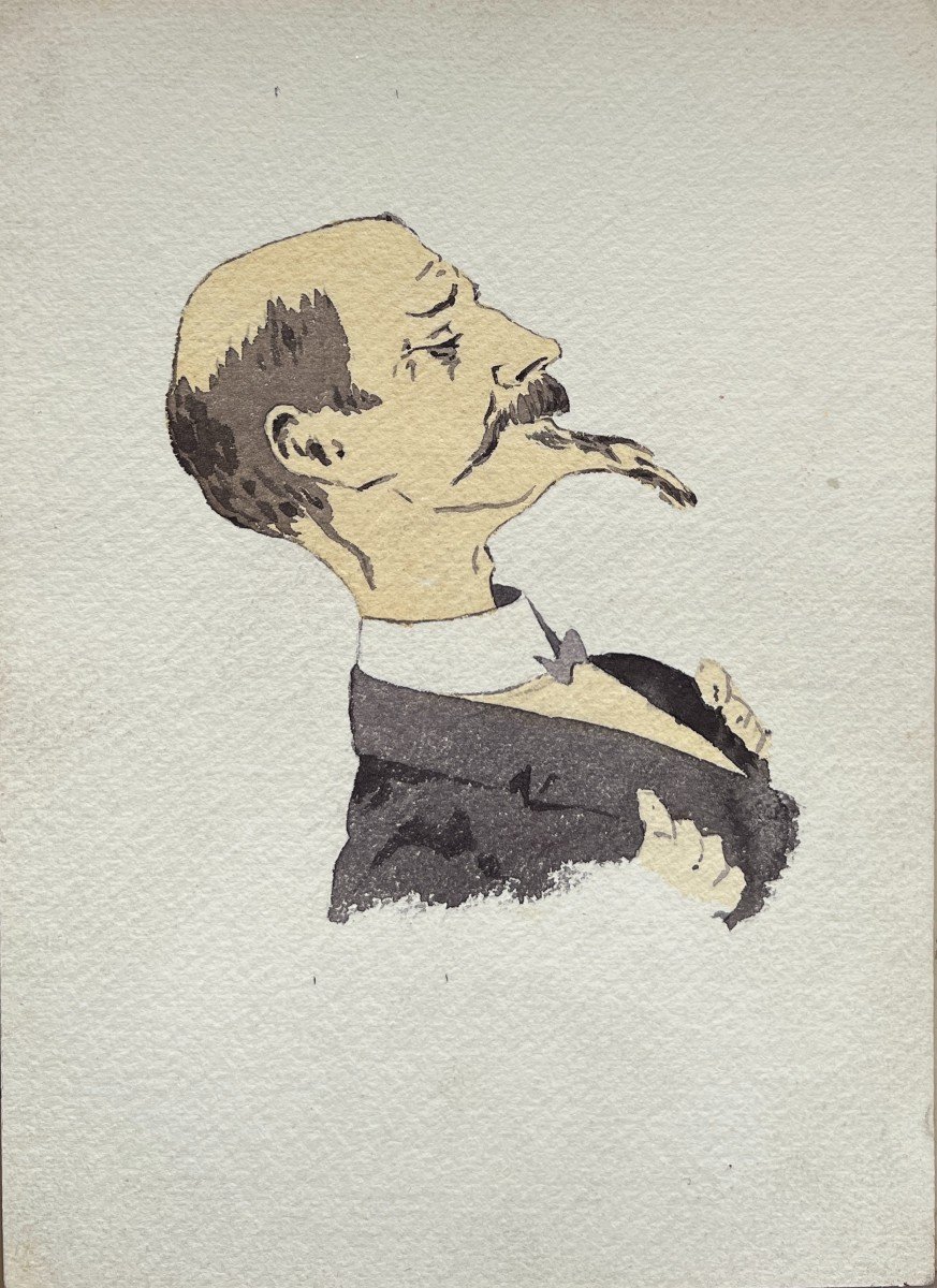 Ecole Fran&ccedil;aise Vers 1900 - Rare Ensemble De 15 Portraits &agrave; Charge / Caricatures -photo-8