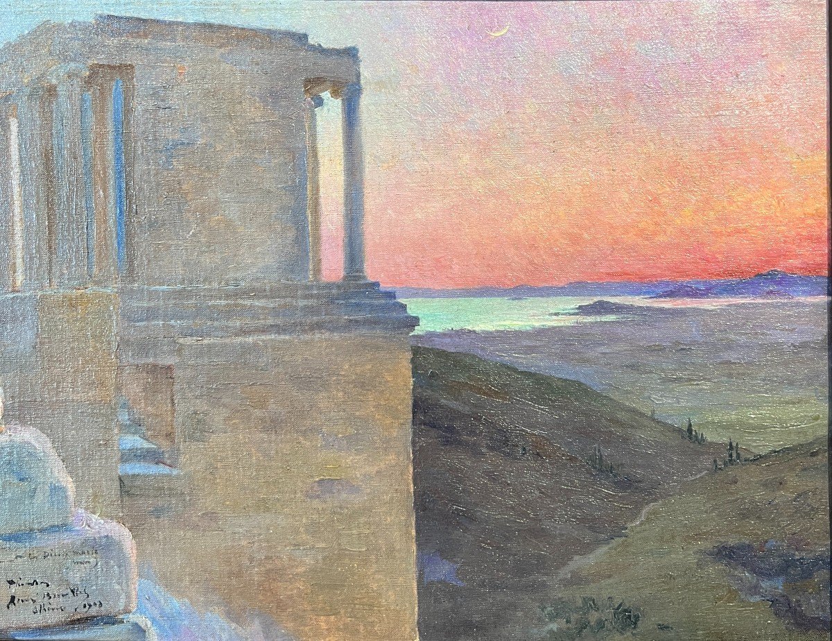 André Brouillet (1857-1914) - Athènes, l'Acropole Au Crépuscule, 1903-photo-4