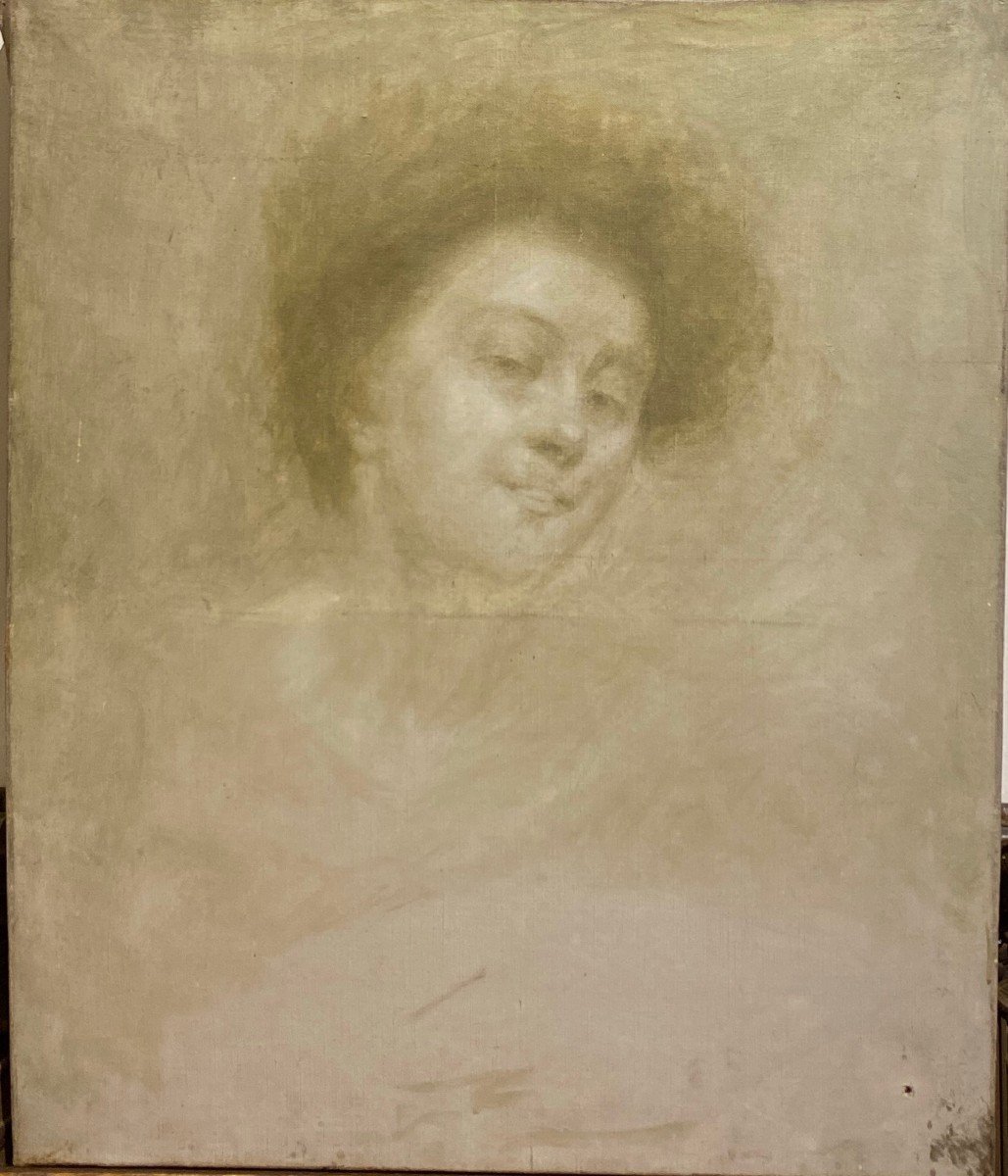 Ecole Symboliste Vers 1900 - Portrait De Femme